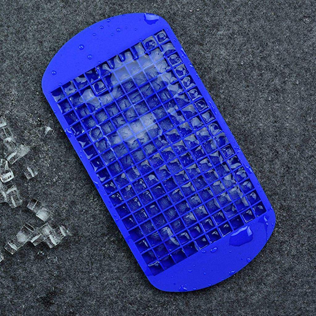 Supvox Mini Silicone Ice Cube Trays, 160 Grids Food Grade Small Ice Trays for Freezer, Ice Square Mould for Kitchen Bar Party Drinks - Blue