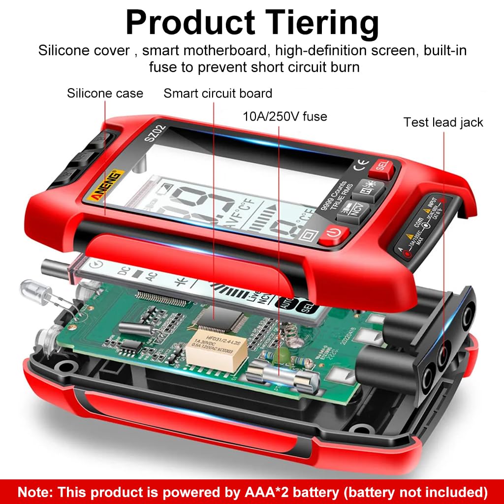 Serplex Digital Multimeter Voltage Multimeter 10000 Count AC/DC Voltage Tester, Current Meter, NVC Non Contact Voltmeter with LCD Display & LED Light, Resistance Diodes, Continuity