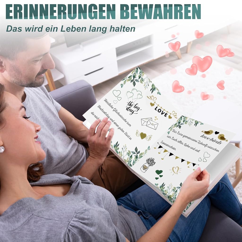 Climberty® Guest Book Romantic Hard Cover Guest Registry Book for Wedding Guest's Messages Keepsake with Decorative Stickers & Pen Guest Book for Wedding, Birthday, Events, Anniversary