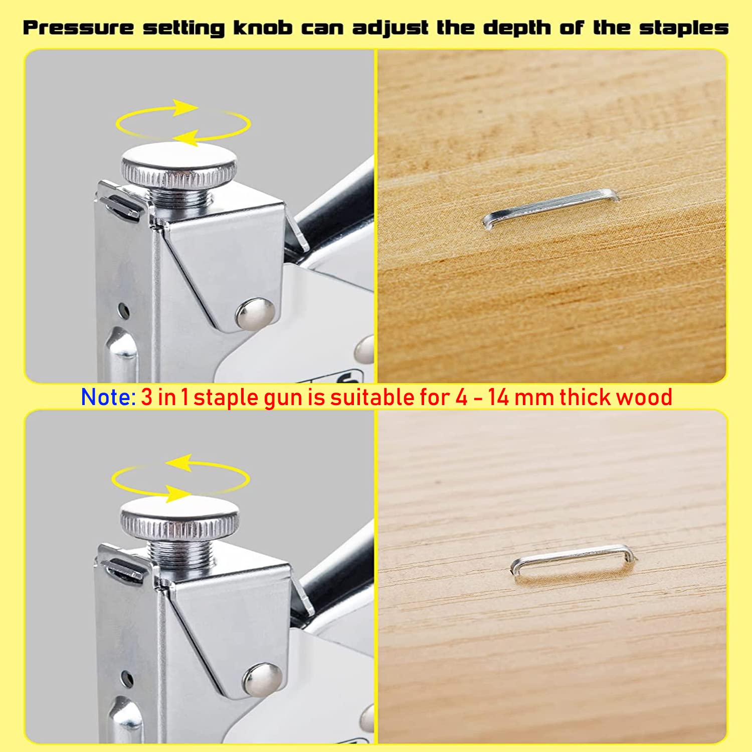 HASTHIP Heavy Duty Staple Gun, 3 in 1 Heavy Duty Stapler Staple Gun with Stapler Remover and 2100Pcs Staples, Tracker Machine with Pins Staple and Nail Gun for Wood Furniture Woodworking SofaSeat Cover Repair