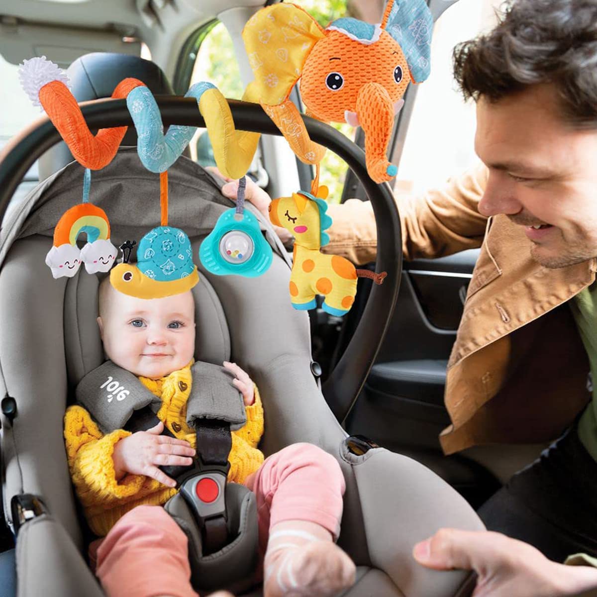 PATPAT Hanging Toys for Babies 0-6 Months, Baby Hanging Toys Stroller Toy, Rattles for 6 to 12 Months Baby Cradle Toys Hanging, Activity Spiral Stroller Rattles, Baby Car Seat Pram Toy with Rattles