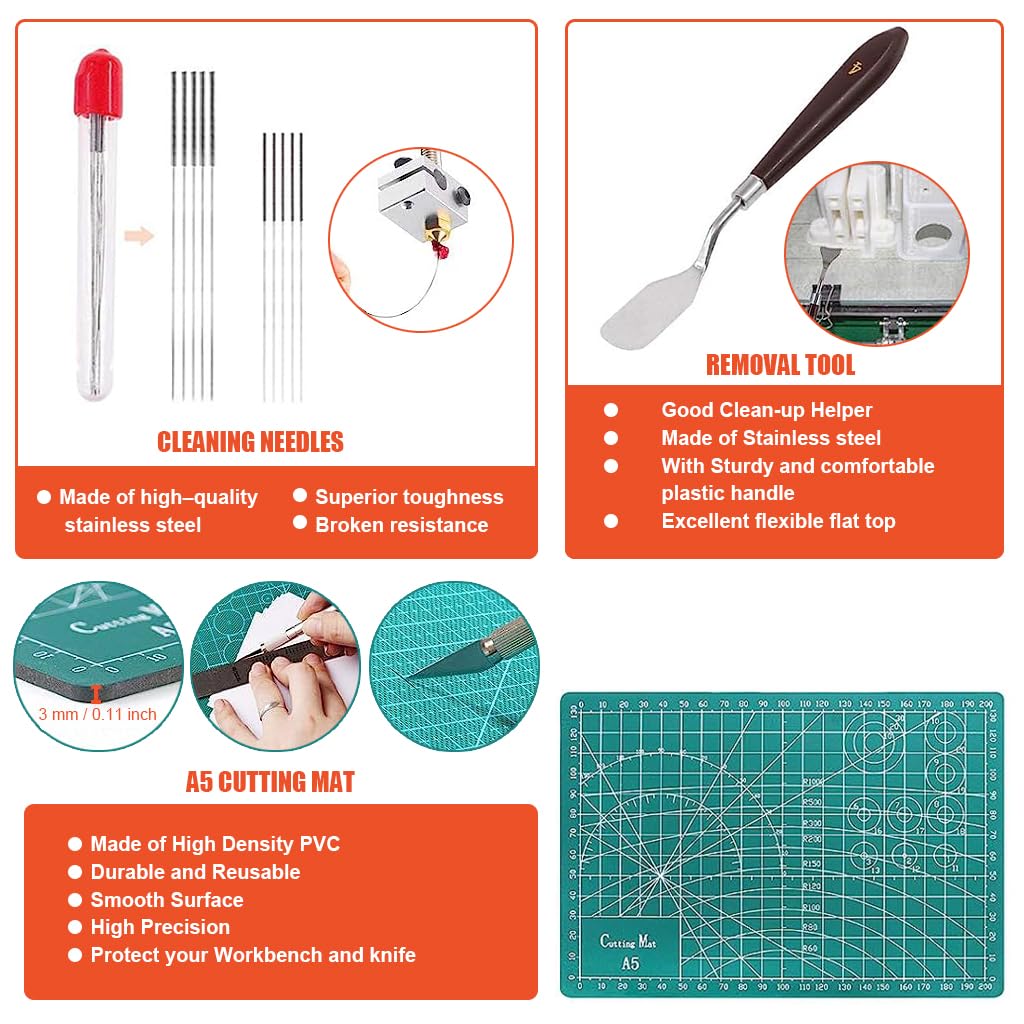 Serplex 42 Pcs 3D Printer Tool Kit 3D Printer Cleaning Tool Assembly Accessory 3D Printing Accessory Kit Debur Tool 3D Printer Cleaning and Residue Removal Tool Finishing Tool, with Storage Bag