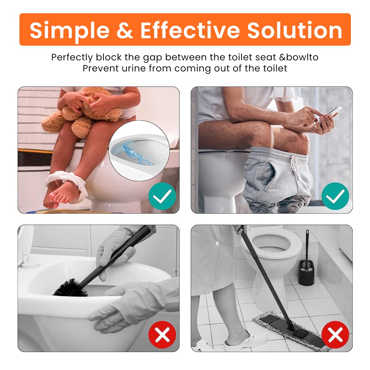 SNOWIE SOFT 1Pcs Transparent Pee Splash Guard for Toilet Seat Potty Training Kids Adults Prevent Peeing Out Toilet Seat, Waterproof Self Adhesive Anti-Splash Guard Upgrad Super Stickiness Pee Guard