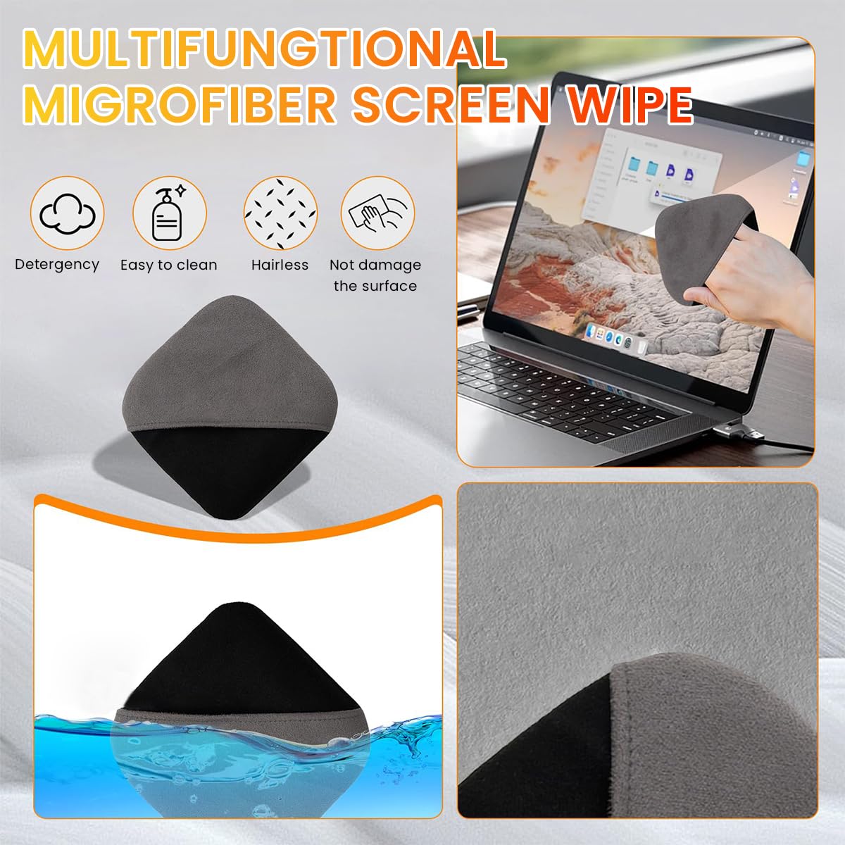 STHIRA Premium Microfiber Cloth for Laptop 4 Inch Square Screen Cleaning Cloth Pad for Car Touch Screen, Phone, Game, Ultra-Soft, Non-Abrasive, Reusable, Machine Washable Laptop Cleaning Cloth
