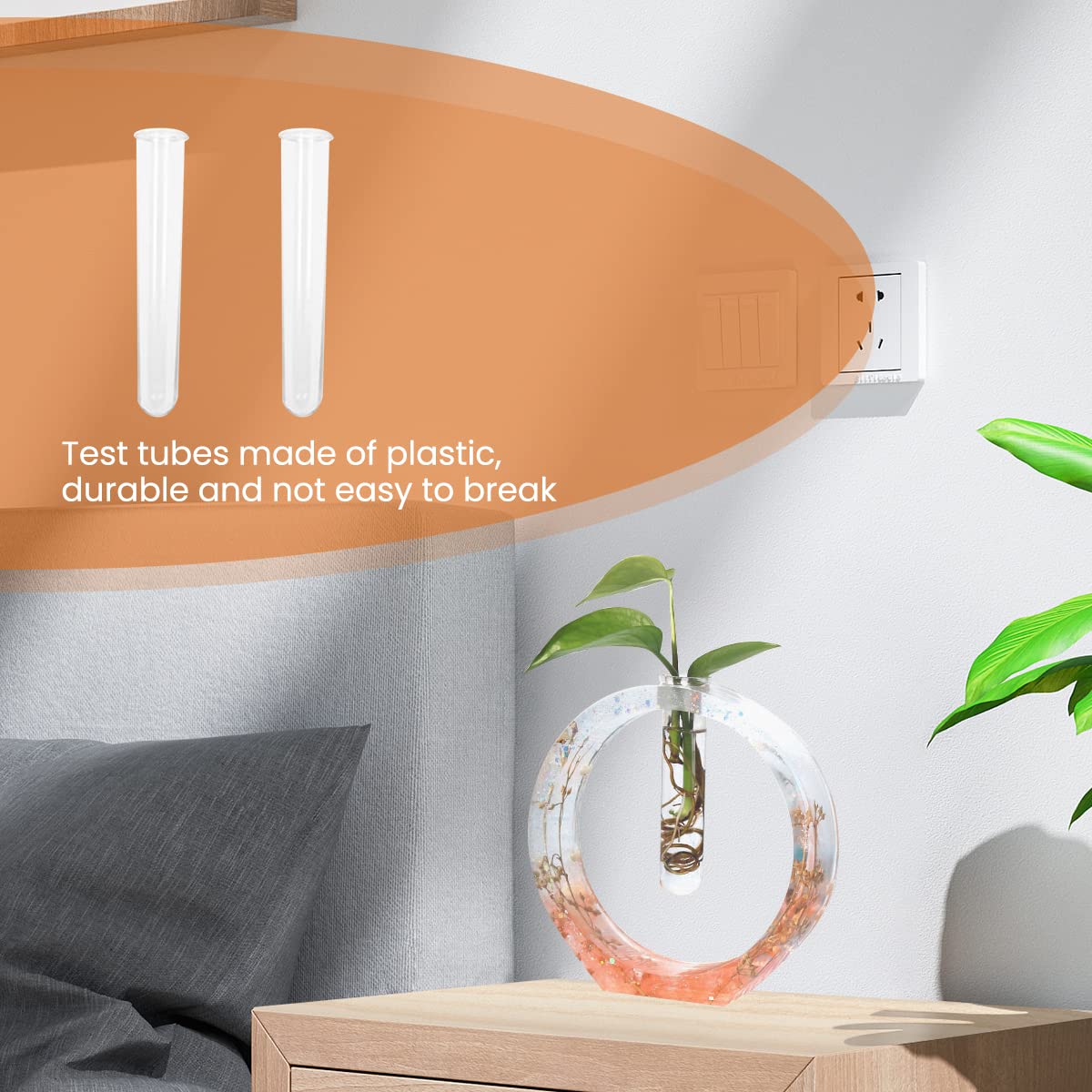 HASTHIP Vase Tube Resin Molds, Plant Propagation Station Silicone Epoxy Mold with 2 Test Tubes, Vase Epoxy Resin Mold for for Resin Casting Flowers, Home, Office, Desktop Decoration, Oval Style