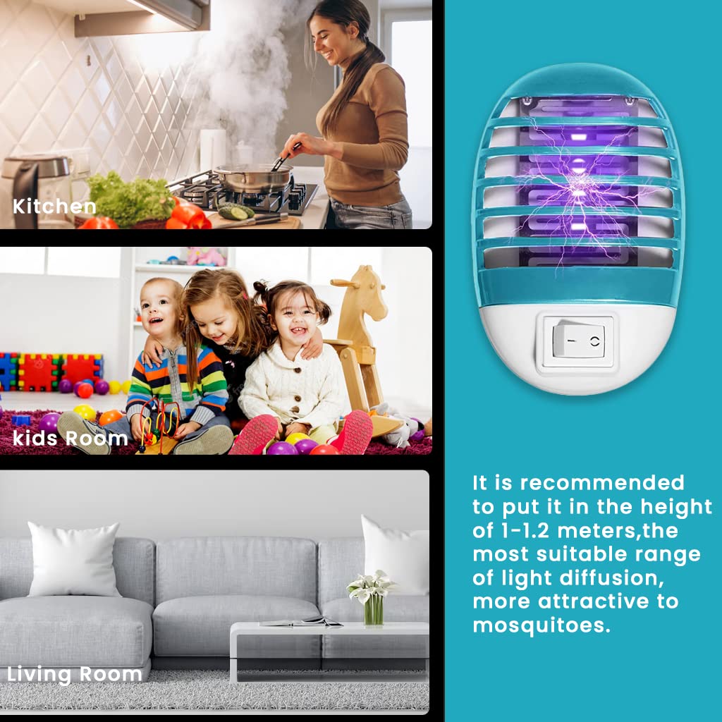 HASTHIP 4pcs UV Mosquito Killer Lamp, Wall Outlet Plug and Play with Switch Indoor Mosquito Zapper for All Common Flies, Electronic Mosquito Killer for Bedroom, Kitchen