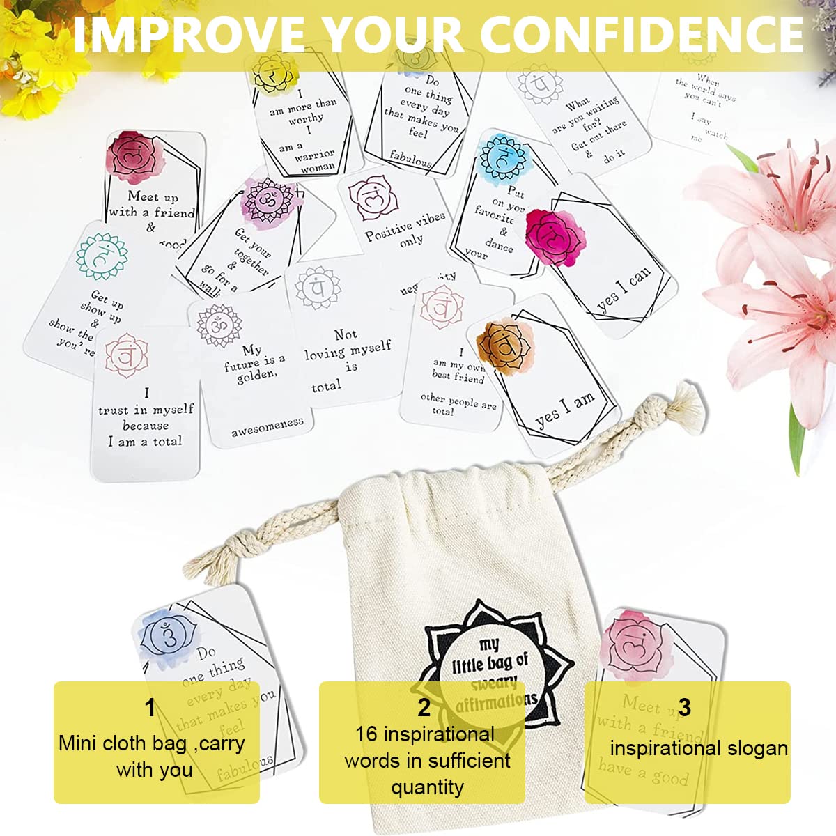 HASTHIP 16 Sheet Greeting Card for Birthdays Sweary Affirmation Cards Positive Swear Cards Boost Confidence Encouragement Confirmation Card Set Creative Prints