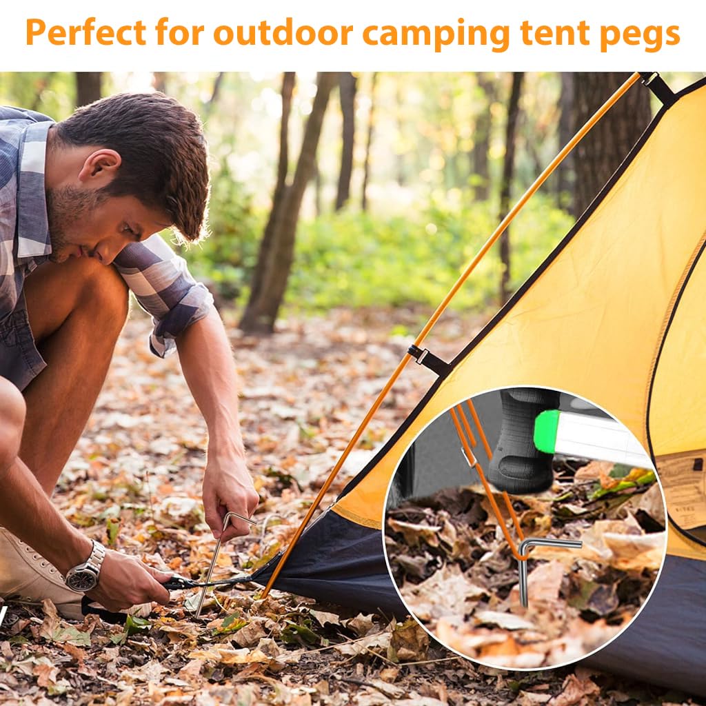 HASTHIP 10 Pack Tent Stakes, 6.7 Inches Tent Stakes for Camping L-shaped Ground Nail for Tent, Heavy Duty Iron Galvanizing Tent Stakes