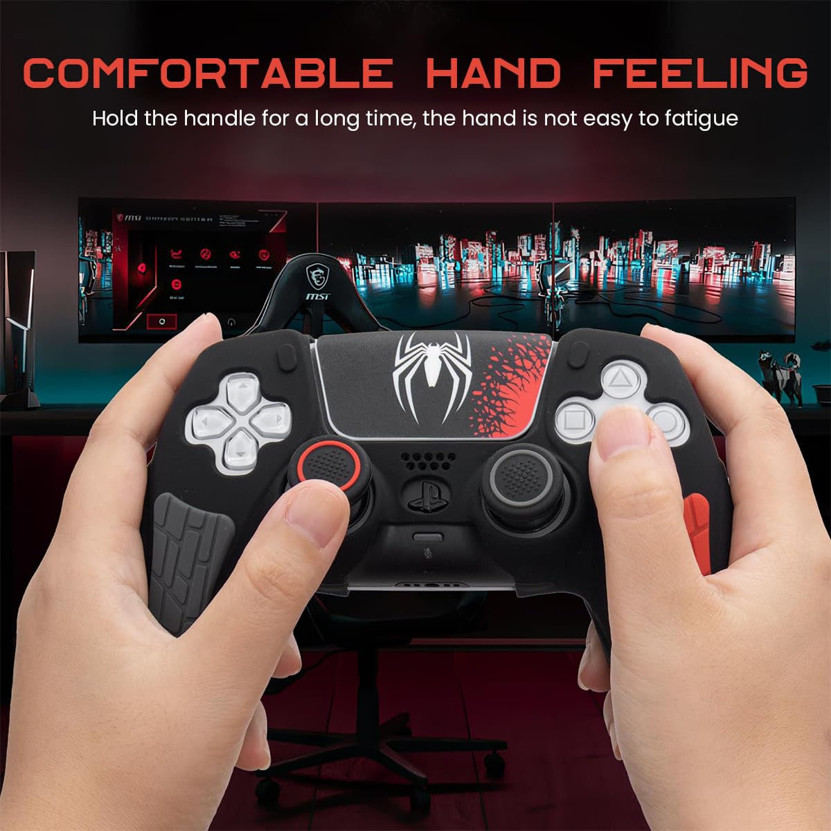 ZORBES PS5 Controller Cover Case, Anti-Slip Sweat Proof Silicone Cover Skin PS5 Controller Skin Cover for PS5 Dual Sense Controller with Thumb Grip Caps, Joystick Protectors and Cover Wrap Sticker