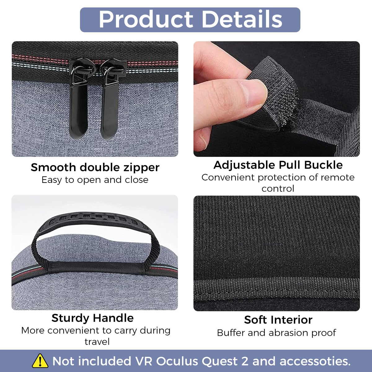 ZORBES Hard Carrying Case for Meta Quest 3/Meta Quest 2/Meta Quest Pro/Pico 4/Pico 4 Pro VR Headset Accessories Virtual Reality Safe and Portable Protectio Compatible with Original Official Elite Head Strap