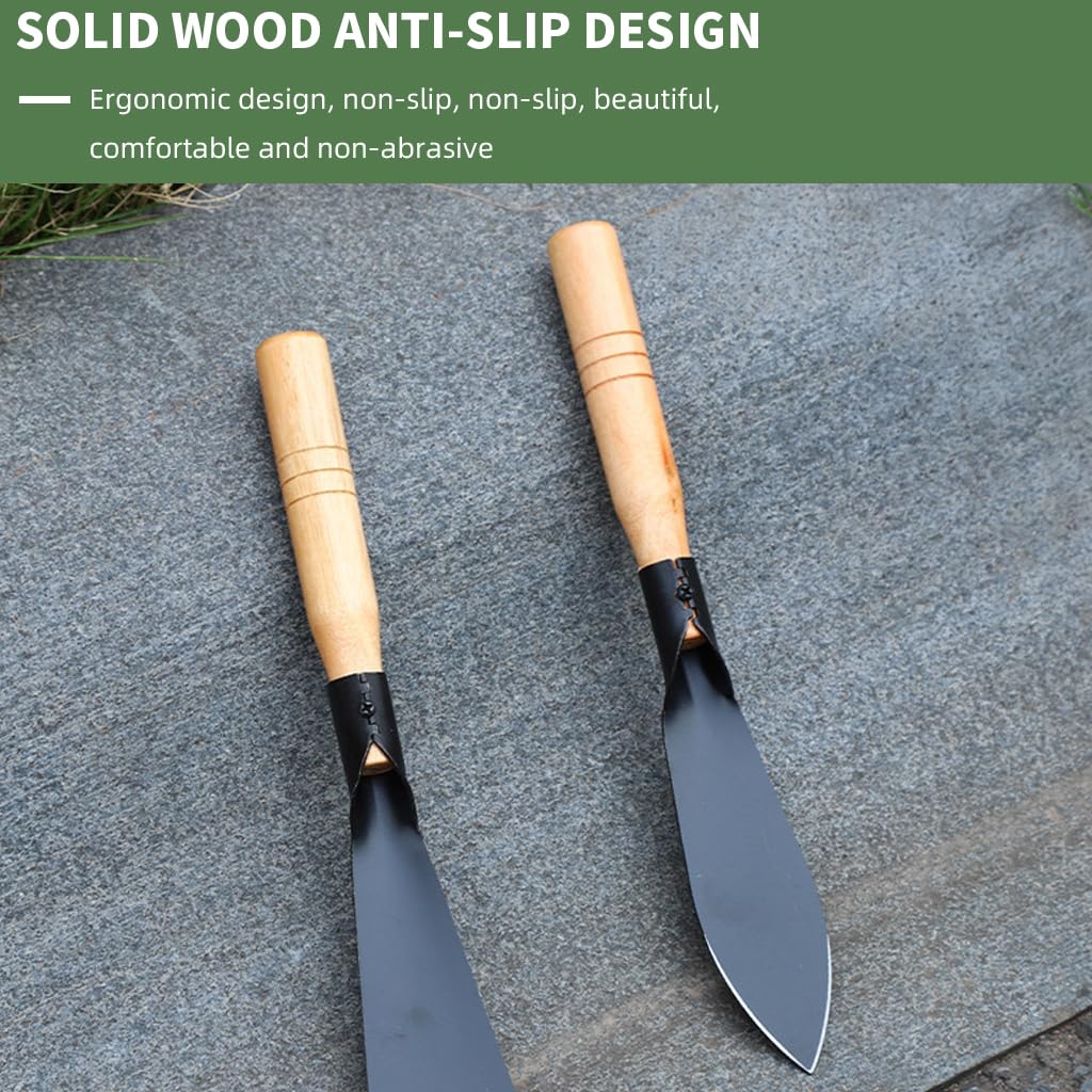 Optifit Premium 32cm Mn Steel Garden Shovel Set (2pc) - Ergonomic Wooden Handle, Rust-Resistant, Versatile Tools for Planting, Transplanting & Cultivation in Home & Patio Gardens