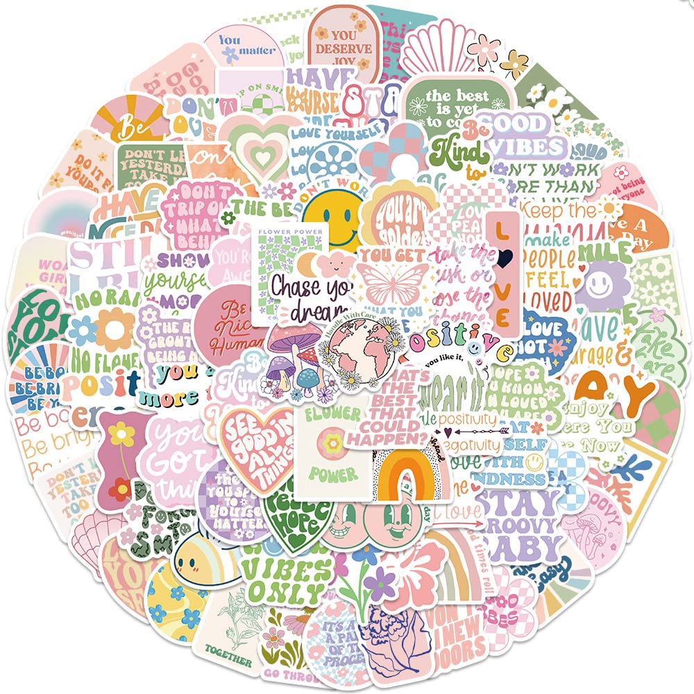 HASTHIP 100Pcs Motivational Stickers - Pink Inspirational Stickers, Aesthetic Encouragement Stickers for Students Teachers, Vinyl Waterproof Stickers for Water Bottle, Laptop, Scrapbook, Journal