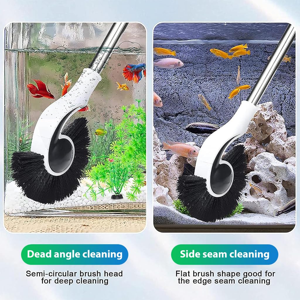 Qpets Cleaning Brush - Adjustable Long Handle - Spiral Brush Head - Versatile Tool for Pool, Bathroom, Kitchen, Fish Tank - Lightweight, Durable, 95cm - Pack of 2 Brushes and 2 Handles