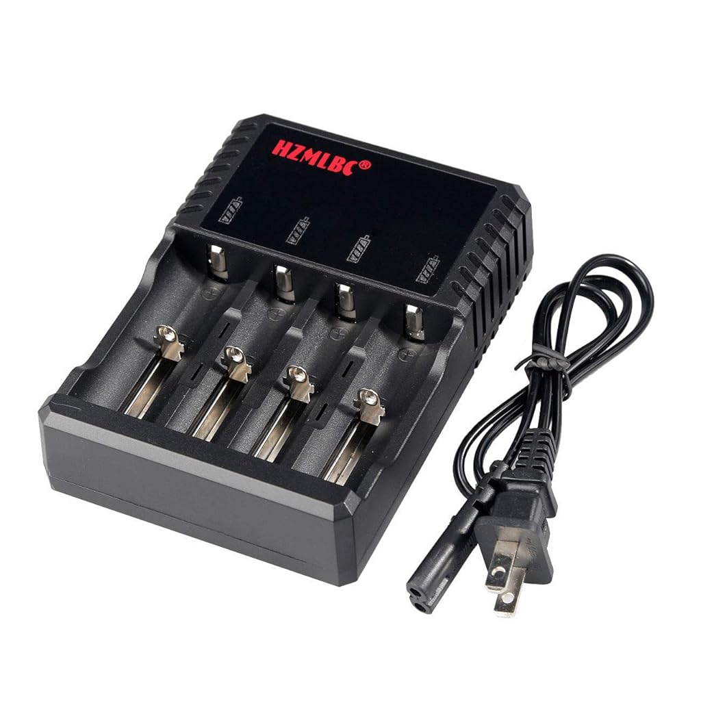 Verilux® 3.7V 4.2V Rechargeable Battery Charger 18650 Battery Charger with LED Indicator 4 Bay Lithium-Ion Battery Charger 26650/22650/18650/17670/18490/17500/17335/16340(RCR123)/14500/10400 Charging
