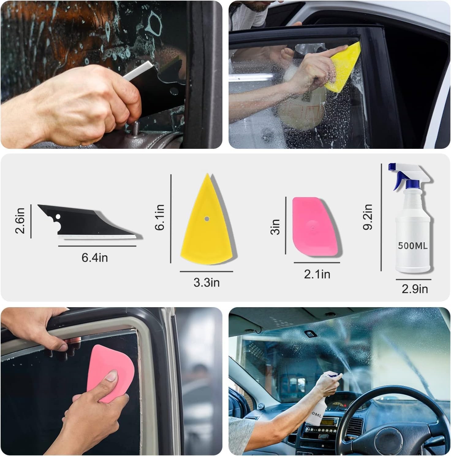 Serplex 14PCS Car Window Tint Application Tool Kit, Car Tint Film for Window Car Paint Protective Film Application Tool Kit Auto Vinyl Wrap Installation Kit for Car, Squeegee Tool Utility Cutter Set for Vinyl