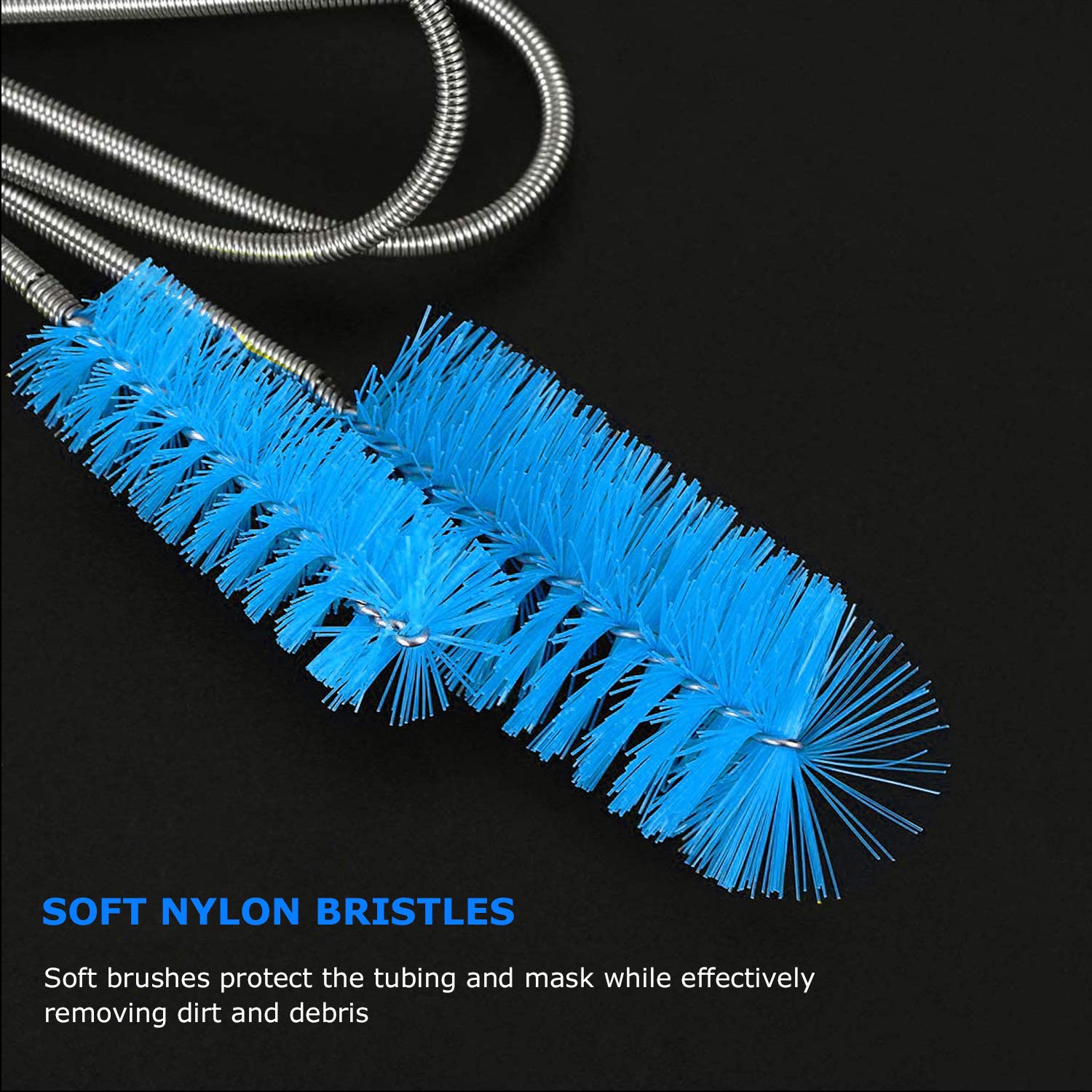 Serplex CPAP Tube Cleaning Brush 6.5Ft Flexible Stainless Steel Tube Cleaning Brush with 7'' Spiral Cleaning Brush Universal Tube Cleaning Brush for Standard 22mm Diameter CPAP Tubing