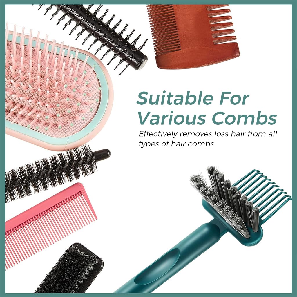 ZIBUYU Comb Cleaning Brushes Professional Soft Brush for Hair Remover 2-In-1 Design Mini Comb Hair Cleaner Tool, Easy to Use Hair Brush Cleaning Tool, Hair Brush Cleaner for Removing Hair & Dust - 2