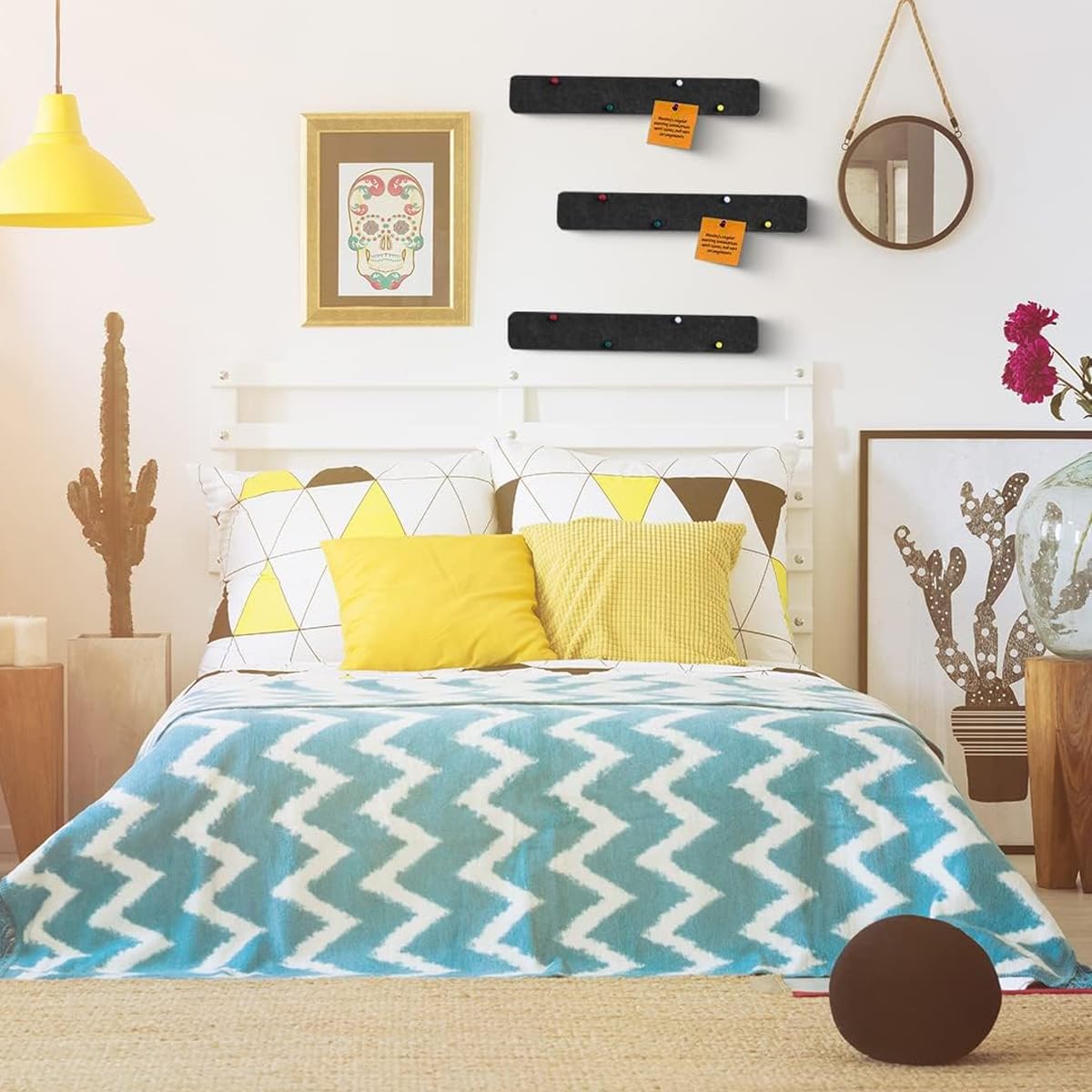 Climberty 5 Pack Felt Bulletin Board, Vision Board Felt Message Board with 35pcs Drawing Pins, Self-Adhesive Lightweight Bulletin Board Strips for Paste Notes, Photos, Schedules (Black)