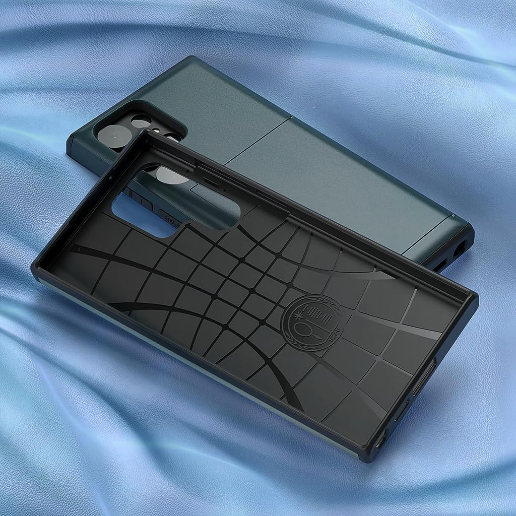 ZORBES Phone Case for Galaxy S23 Ultra Fashion Galaxy S23 Ultra Case with Hidden Card Slot Shockproof Hard Phone Cover with Card Holder Anti-Scratch Phone Case for Samsung Galaxy S23 Ultra Blue