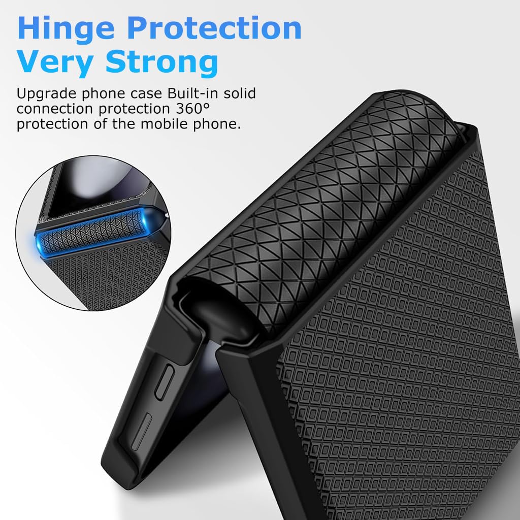 ZORBES Compatible with Samsung Galaxy Z Flip 6 Folding Phone Case for Galaxy Z Flip 6 One-Piece Retractable Hinge Design Protective Anti-Slip Textured Fashion Phone Case with Cut-Out Outer Display