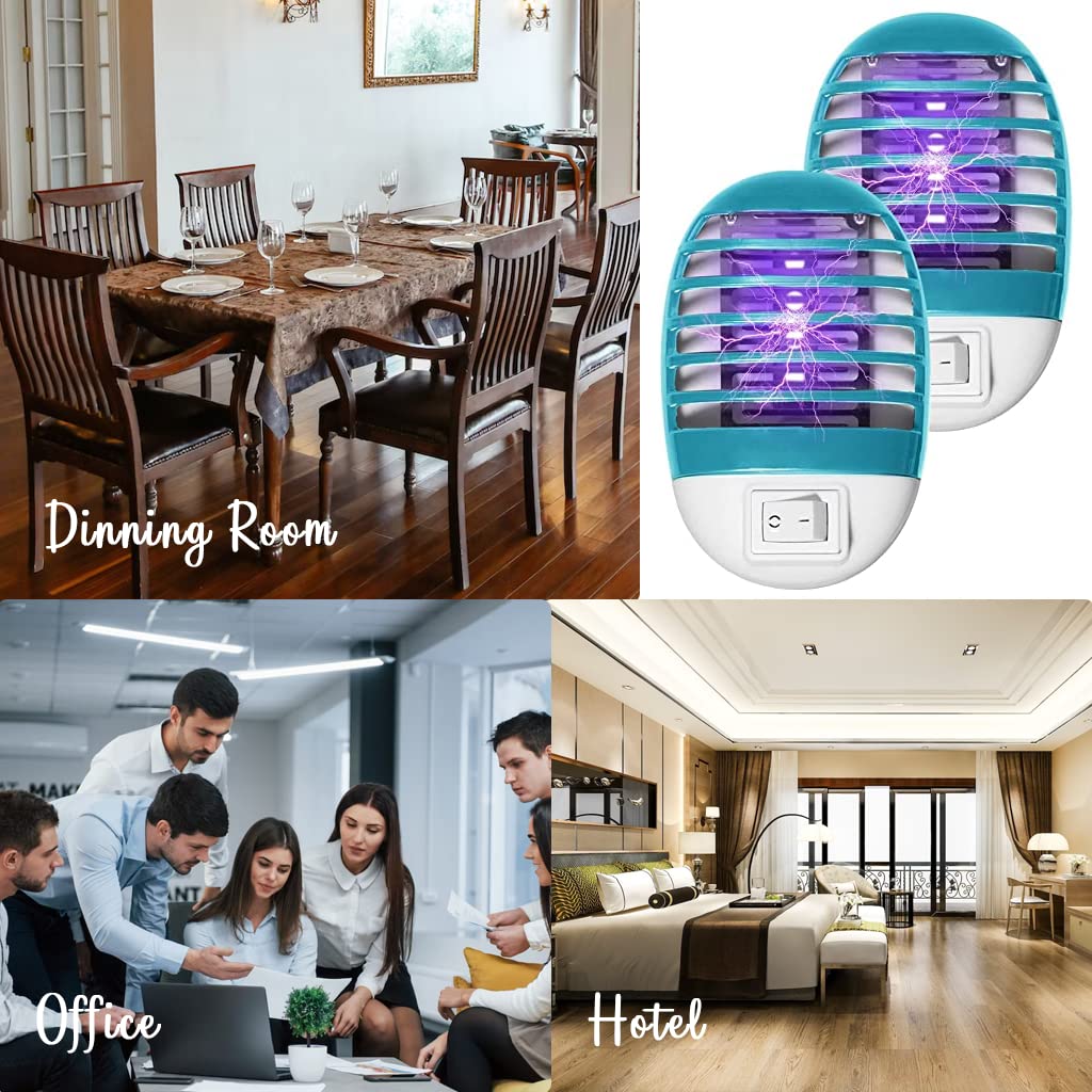 HASTHIP 4pcs UV Mosquito Killer Lamp, Wall Outlet Plug and Play with Switch Indoor Mosquito Zapper for All Common Flies, Electronic Mosquito Killer for Bedroom, Kitchen