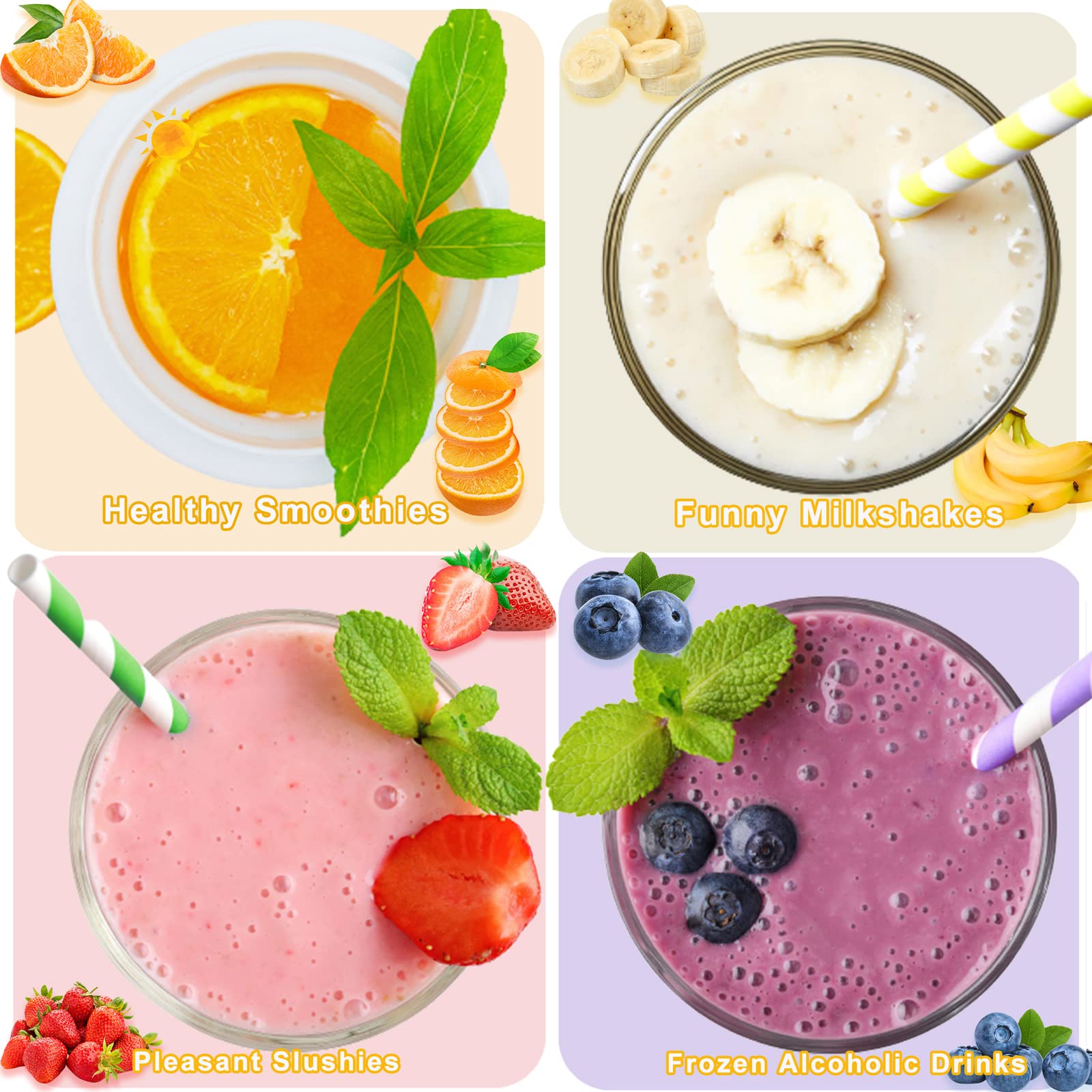 Supvox Smoothie Cup, Slushy Cup with Lid & Straw, Portable 300ML Milk Shake Cup Cooling Cup, Quick Slushy Maker Frozen Magic Slushy Cup Homemade Ice Cream Cup for Family Gatherings, Friend's Parties