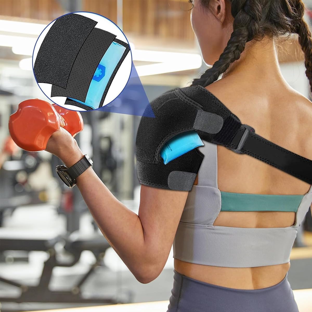 HANNEA Shoulder Support Brace Adjustable Compression Shoulder Brace for Man Women Wearable Shoulder Brace for Recovery, Pain Relief, Dislocation, Bursitis