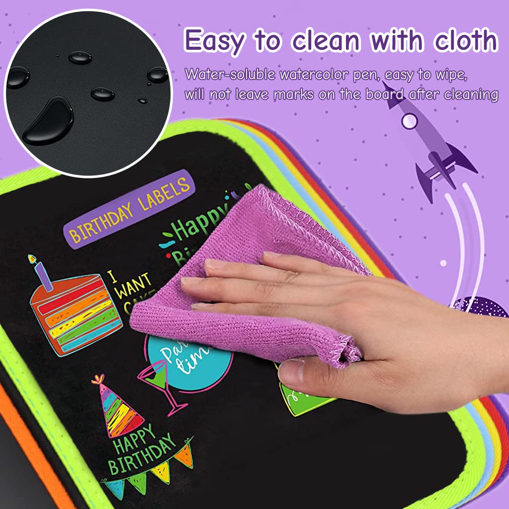 PATPAT Erasable Doodle Book for Kids Big Size Magical Reusable Drawing Book 14 Pages Reusable Drawing Pads with 12 Water-Soluble Chalk Markers Portable Writing Painting Xmas Gifts Set for Boys Girls