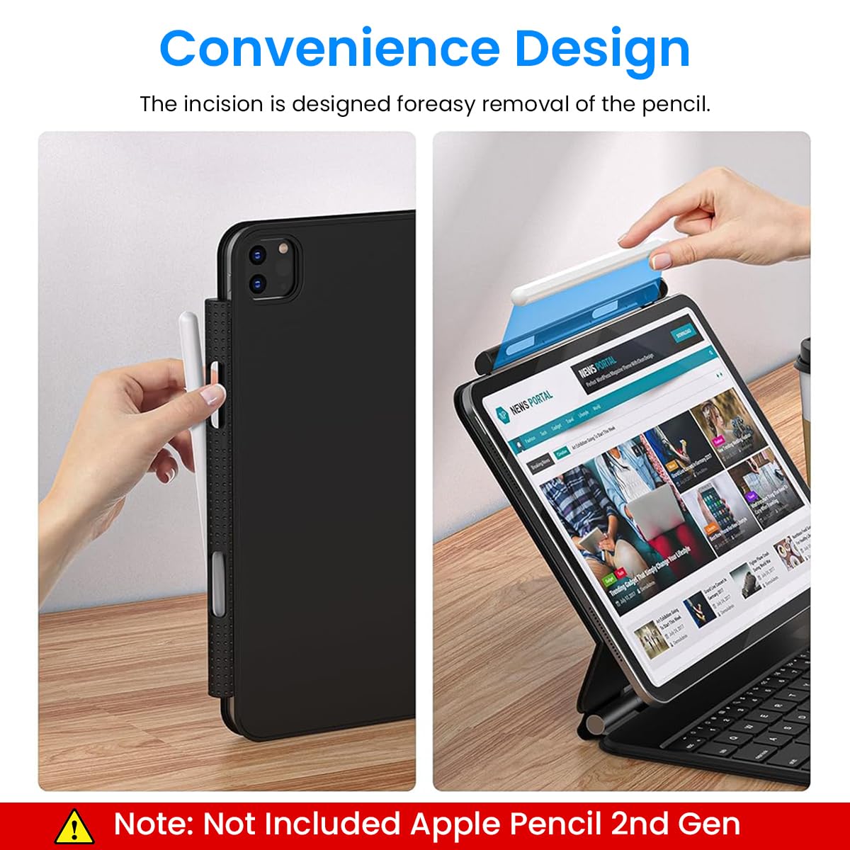 ZORBES Pencil Holder for Apple Pencil 2nd Generation iPad Attachment Pen Sleeve Designed for Apple Pencil for Top Brim Compatible with Magic Keyboard Apple Pencil 2nd Gen Holder (Black)