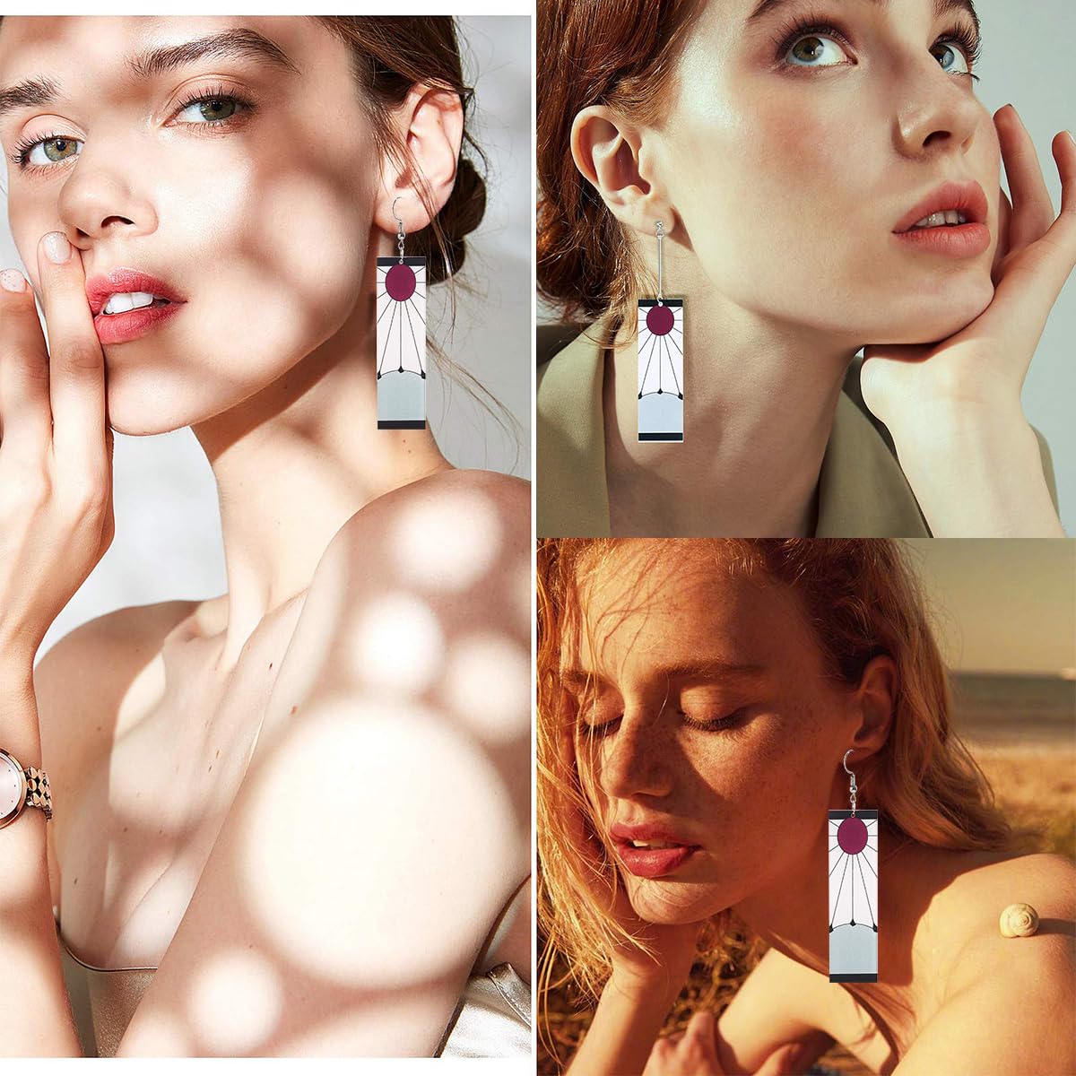 SANNIDHI Earrings for Women Fashion Anime Kamado Tanjiro Hanafuda Drop Dangle Earrings, Kimetsu No Yaiba Hanafuda Earrings Cosplay Accessories for Girls