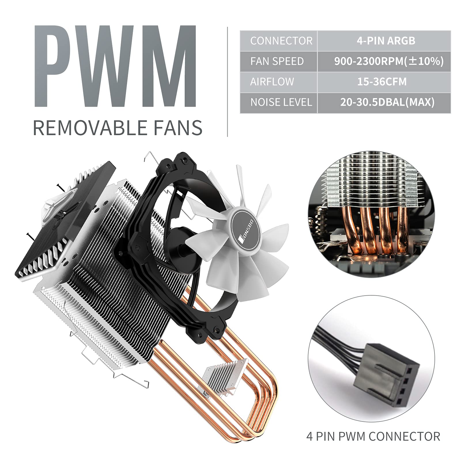Verilux 2300 rpm RGB CPU Air Cooler with PWM 4 Pin,4 Copper Heat Conduction Pipes,92mm Cooler Fan for AMD Ryzen & Intel LGA 1700 115X