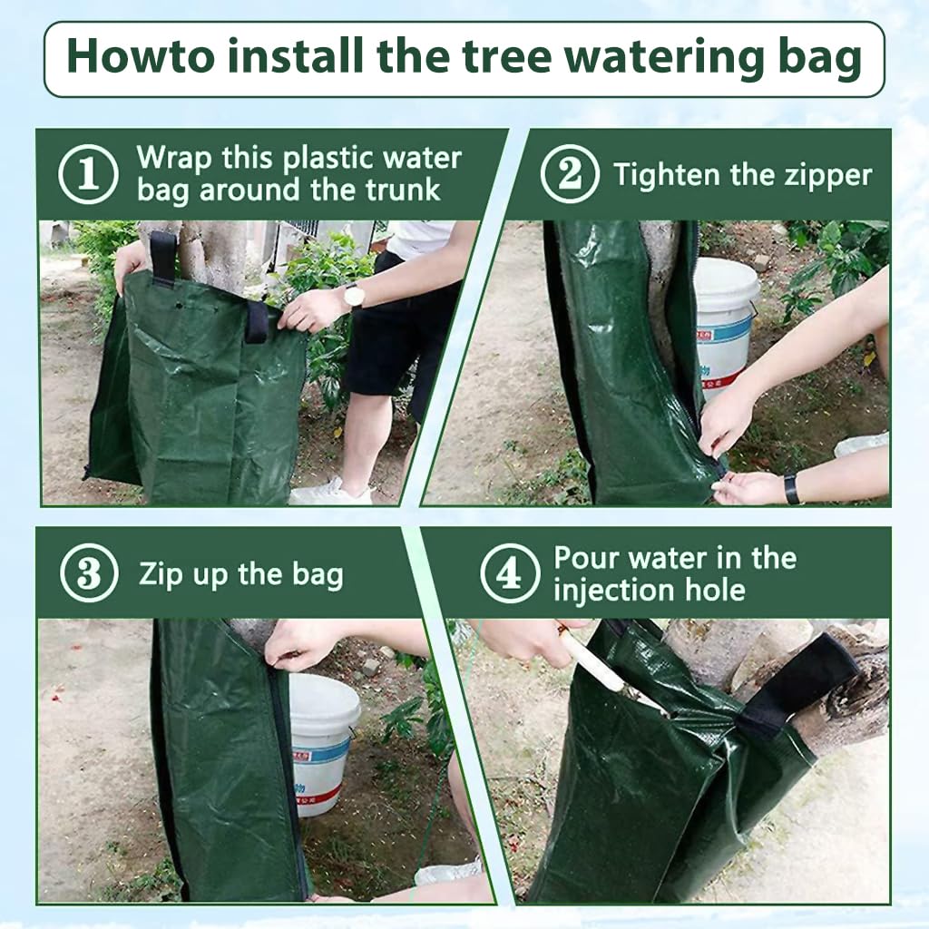 HASTHIP 90L Tree Watering Bag, PE Wear-resistant Slow Release Watering Bag for Newly Planted Trees and Shrubs, Splicable Plant Life Support Water Bag