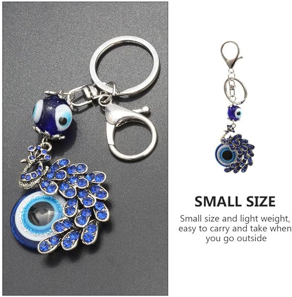 ZIBUYU® Peacock Shape Pendant Blue Evil Eye Keychain Crystal alloy peacock Keyring for Men and Women (Pack of 1)