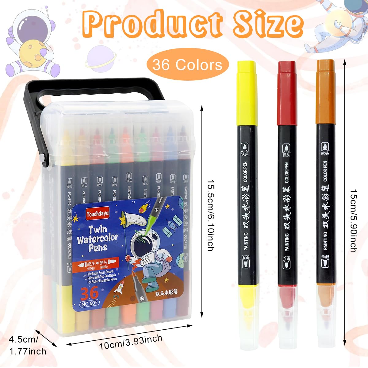 HASTHIP Dual Tip Markers for Kids, Washable Markers Set, Art Markers with Stand Portable Box