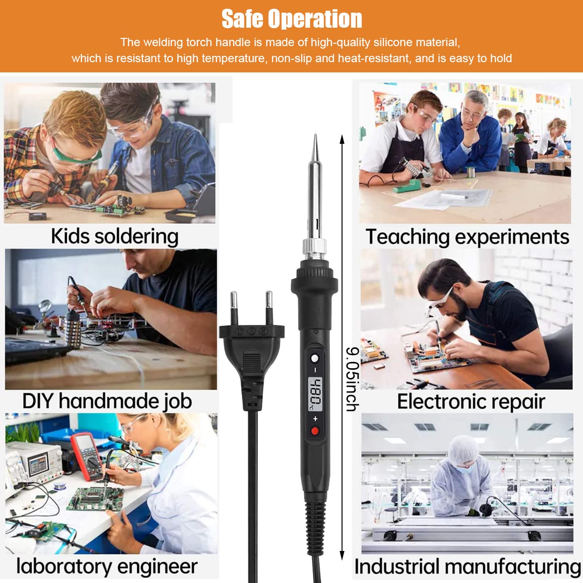 Serplex Temperature Adjustable Soldering Iron Kit With 5 Different Soldering Tips, 80W/220V Soldering Iron With Digital Display Screen, Temperature Range 200-500°C, Fast Heating Solder Iron