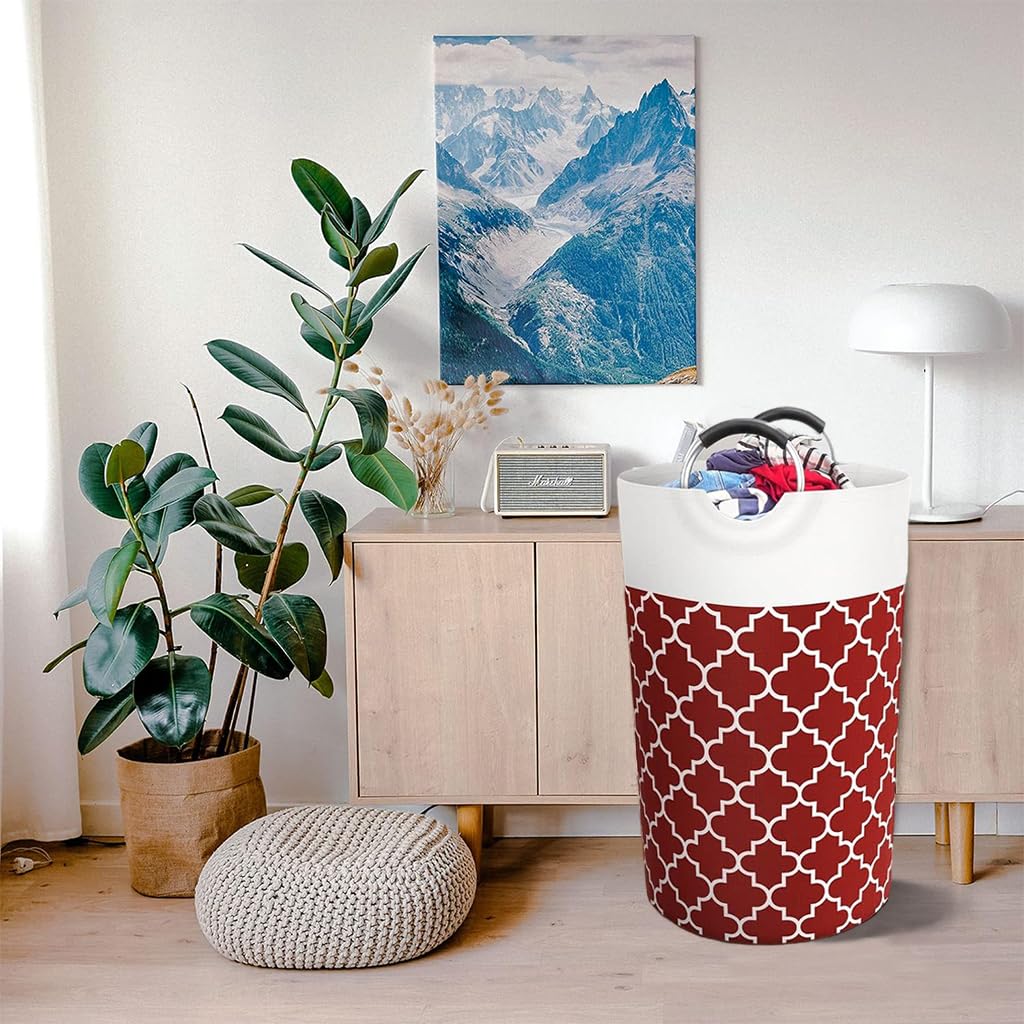 HASTHIP Laundry Basket with Metal Handle Large Capacity Laundry Basket Hamper Bag Foldable Laundry Basket Fashion Print Laundry Basket, 15 x29.13 inches