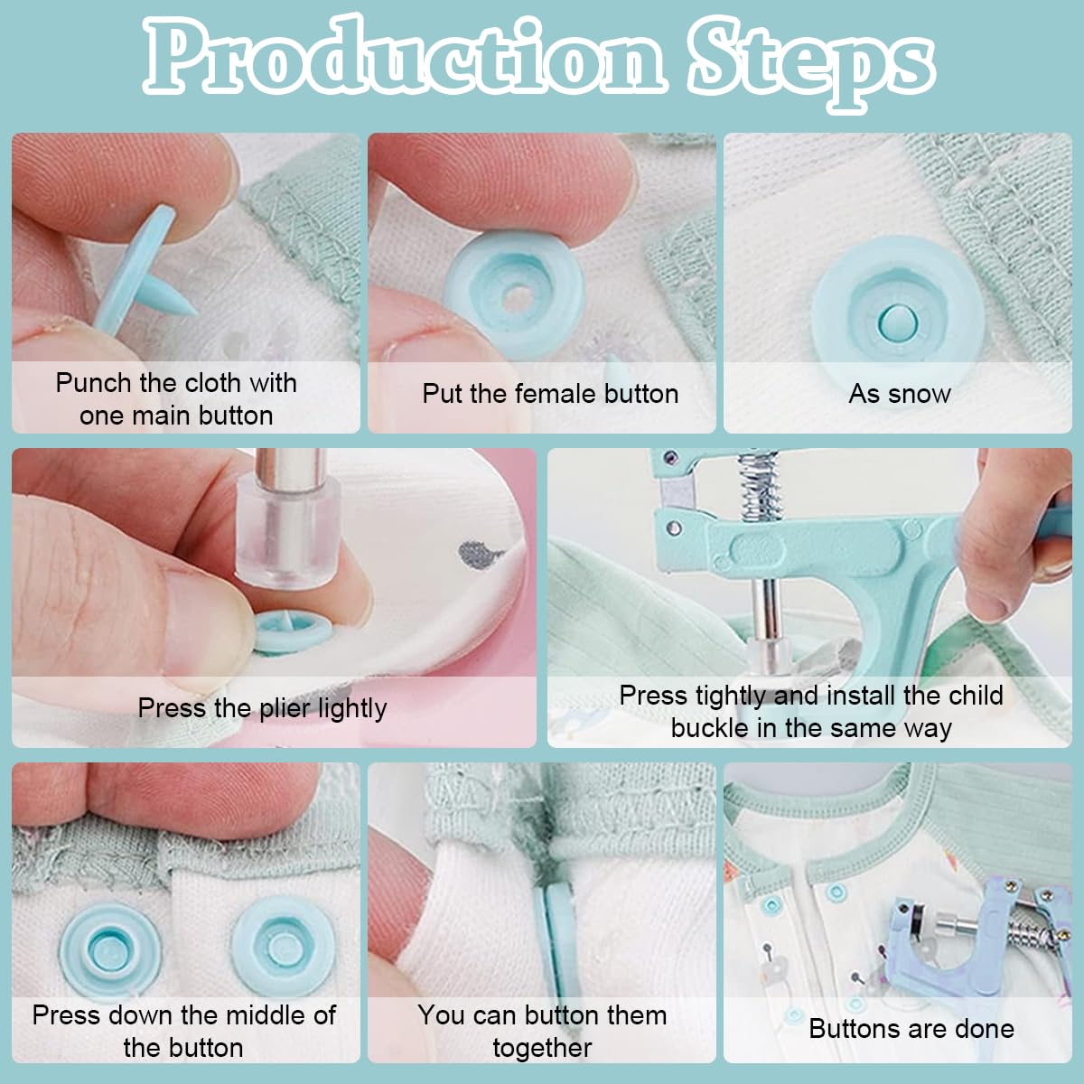 HASTHIP Snap Buttons with Snap Pliers Set, Sewing Snap Button Machine Fastener and 300 Sets Plastic & Metal Snap Buttons Kit for Repairing, Sewing and DIY Crafting