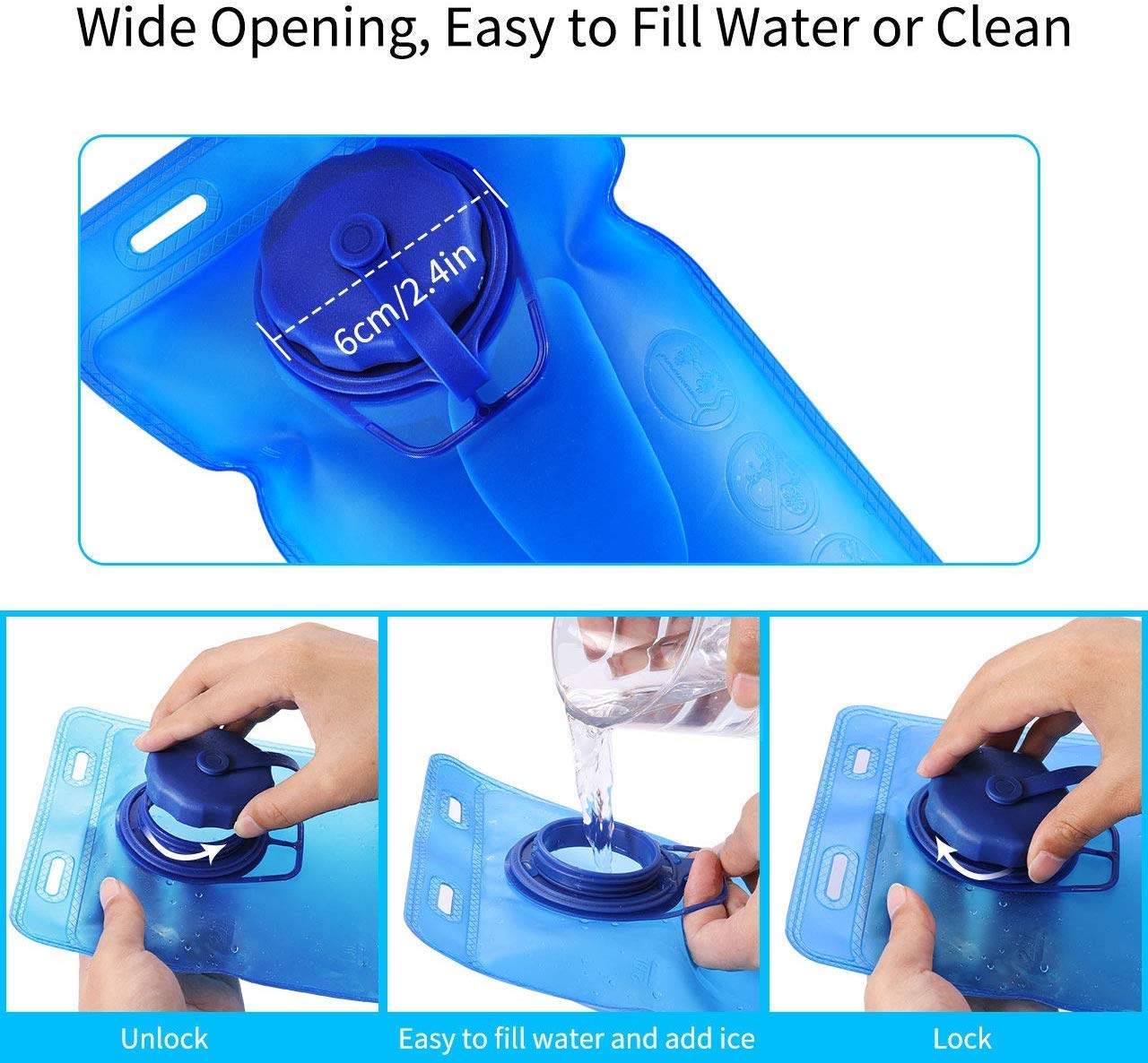 Proberos Premium Anti-Bacteria Material Hydration Upgraded Leak Proof Water Reservoir Hydrating Bladder for Hiking Cycling, Running (Blue, 13.8'' x 6.8'')