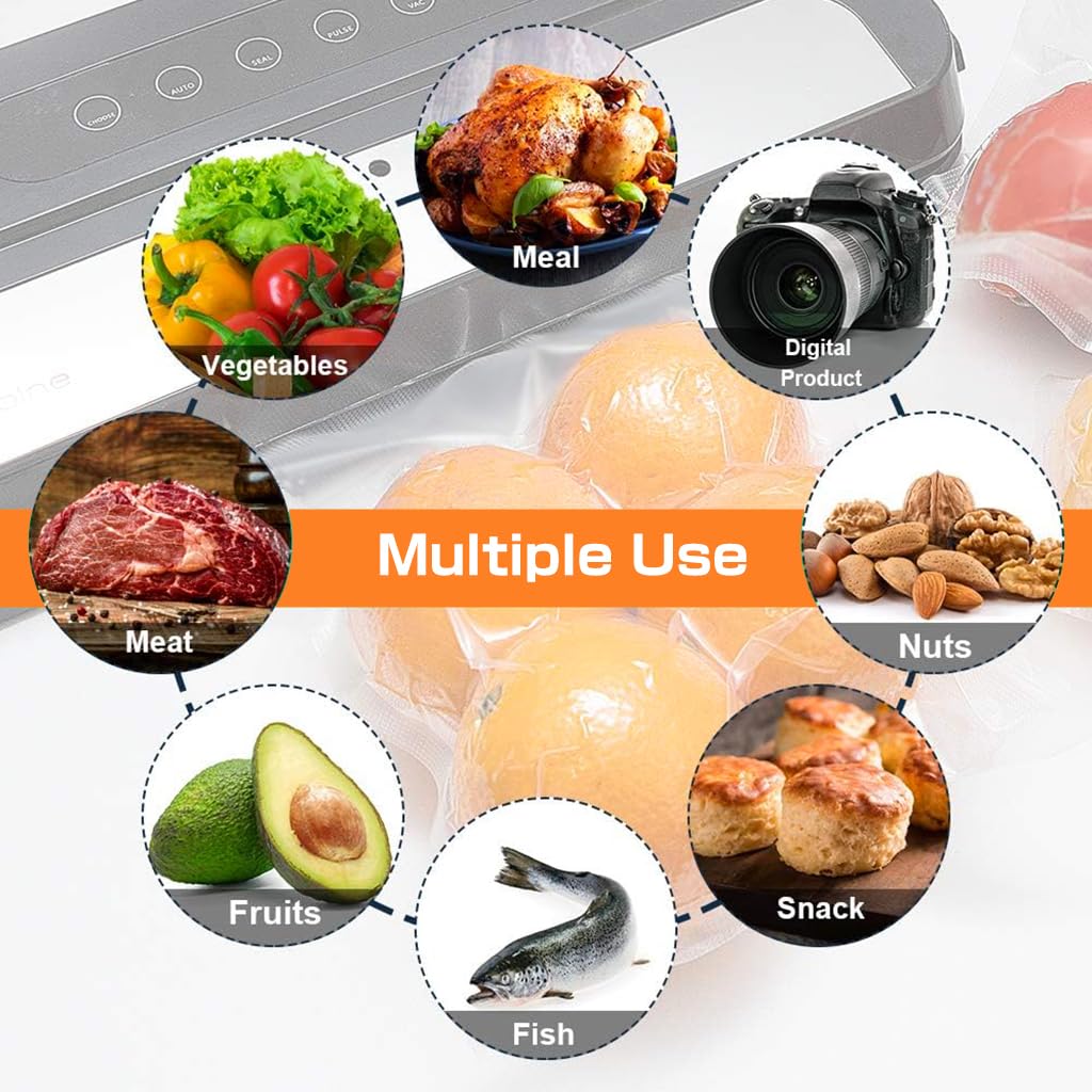 HASTHIP 100Pcs Vacuum Sealer Bags, 5.9 x 7.8 Inch Vacuum Sealer Bag, Puncture Resistant Sous Vide Bag, Great for Vac Storage, Meal Prep or Sous Vide, BPA Free