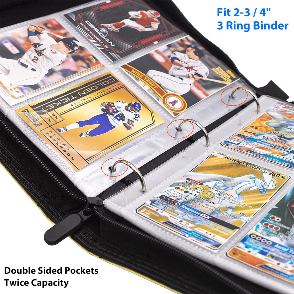 PATPAT Poke-mon Cards Sleeves, 30Pcs Double Side 4-Slots Trading Cards Sleeve Pages for Trading Card Album, Fits 3 Ring Binder, Hold 240 Cards Compatible for Amii-bo, Poke-mon, Yu-gioh MTG Game Cards