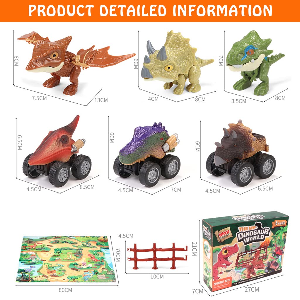 PATPAT Dinosaur Toys for Kids Dinosaur Car with Activity Play Mat, Dinosaur Figures Realistic Dinosaur Playset Pull Back Car Toys for Creating Dinosaur World Gifts for Kids Boys Girls 3-8 Years Old