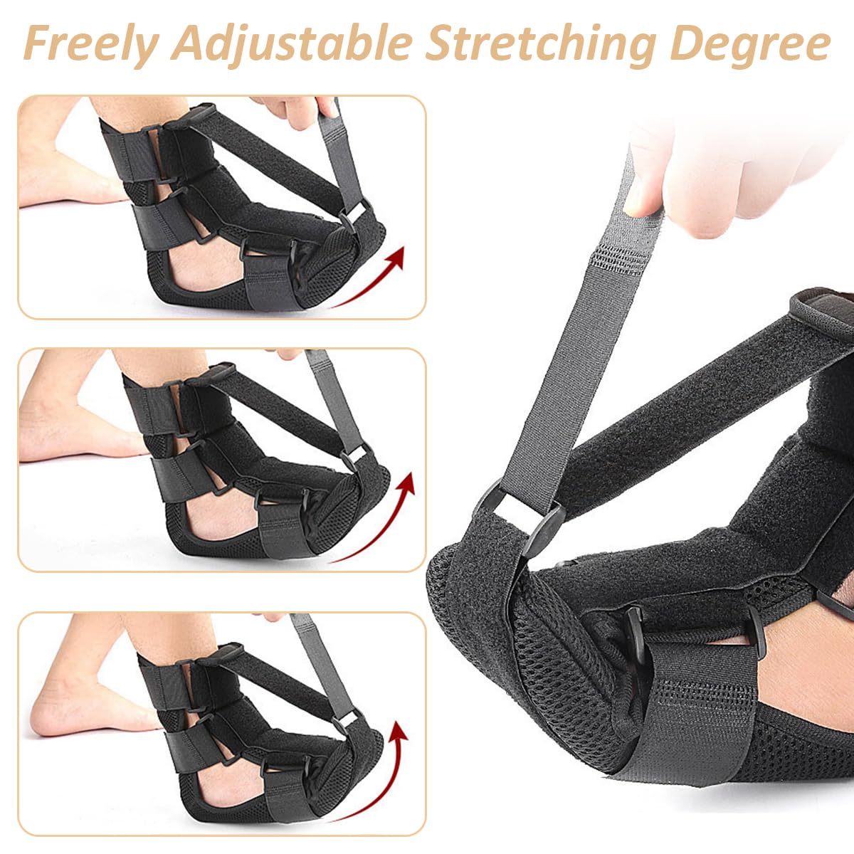 HANNEA Ankle-foot Orthosis, Foot Drop Splint Adjustable Ankle-foot Orthosis Wearable Night Splint for Improve Foot Drop Gentle Foot Support for Pain Relief and Healing
