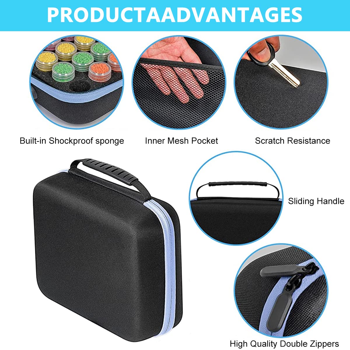 HASTHIP 5D Diamond Painting Tools and Accessories Kits with 30 Slots Diamond Painting Storage Container, Storage Bag, Diamond Painting Trays and Pens, Tweezer and Correction tools (Without Diamonds)