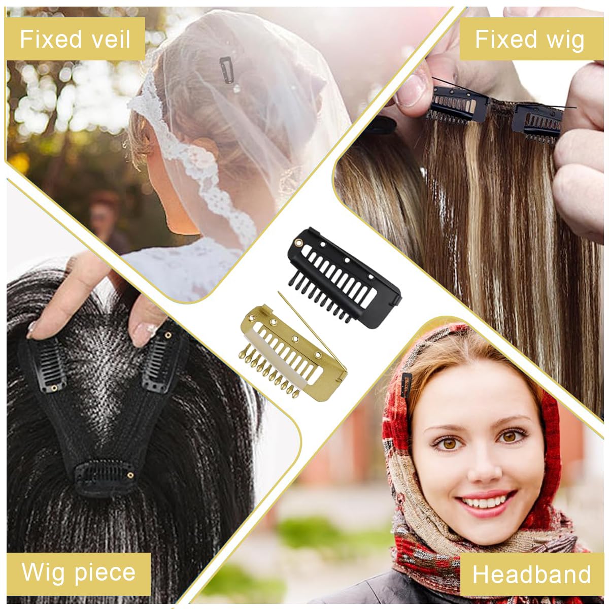 MAYCREATE 6pcs Chunni Clips Dupatta Clips for Hair, Dupatta Pin for Bride Veil, Strong Grip Stainless Steel Bridal Dupatta Setting Clip with Safety Pins, Headscarf or Hair Extensions Clips