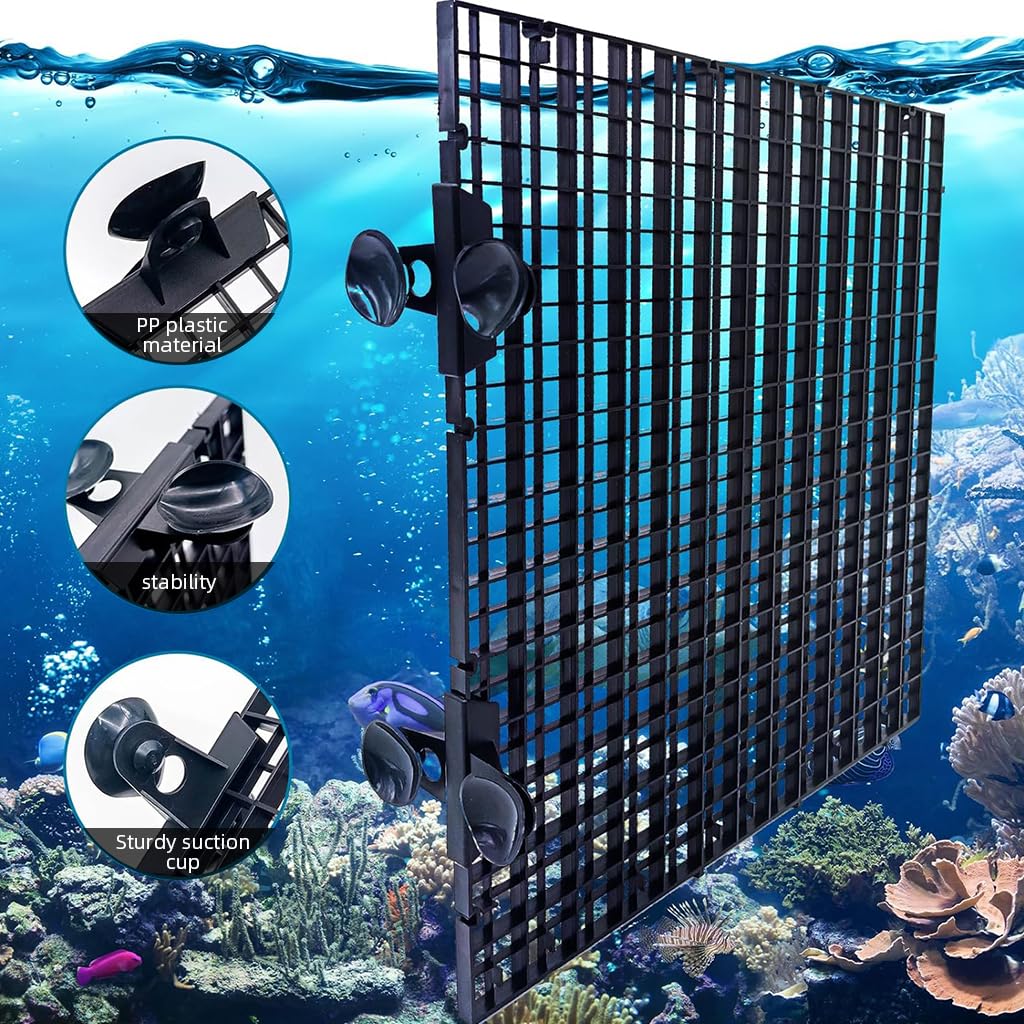 Qpets® 4pcs Fish Tank Dividers Kit, Mesh Screen with 4 Suction Cups PP Plastic Aquarium Dividers Isolation Boards Tank Separators for Dividing Fish, Turltes, Lizards
