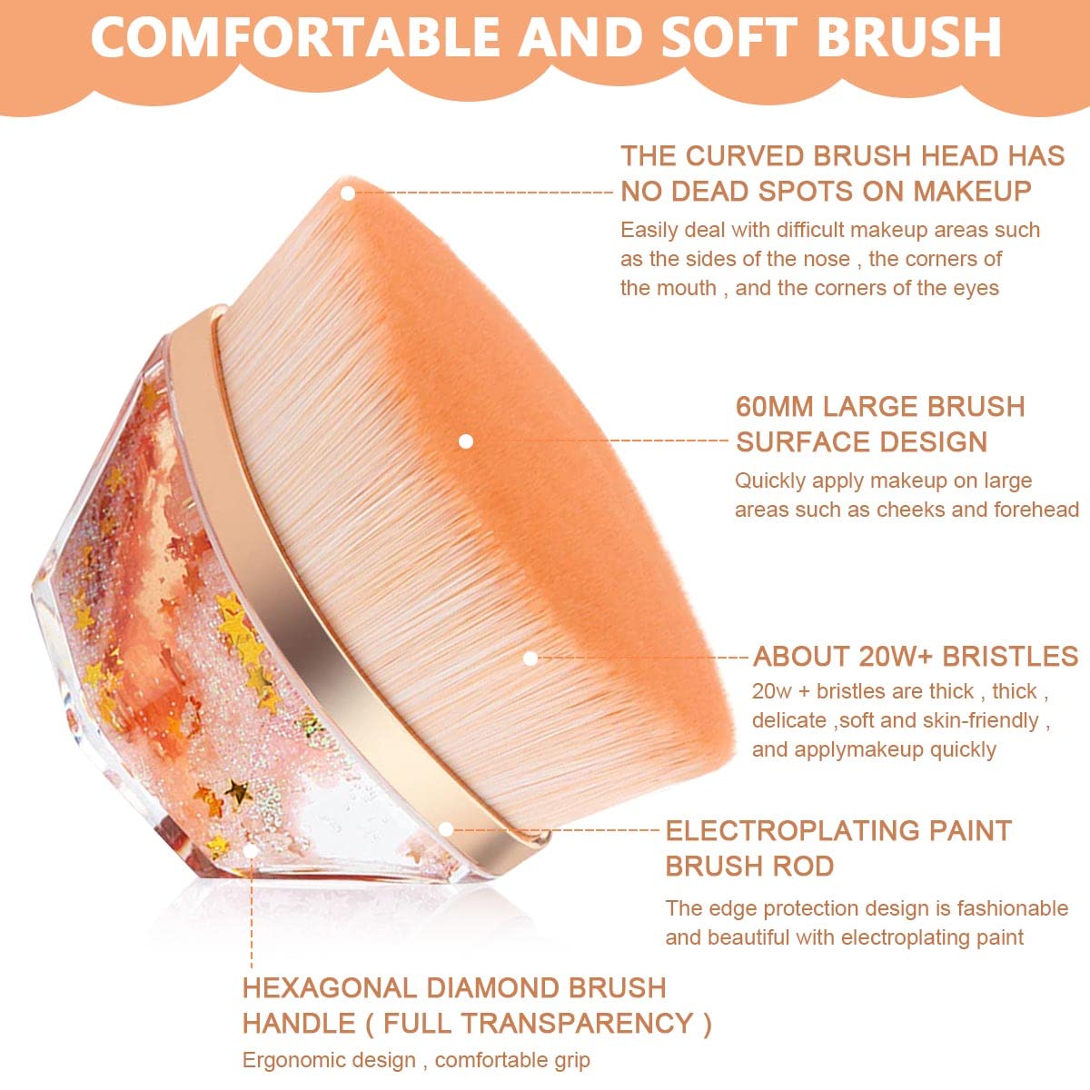 MAYCREATE Foundation Brush Flat Top Liquid Powder Makeup Brush Kabuki Face Blush Brush for Liquid & Cream, Flawless Blending Make Up Brush with Case