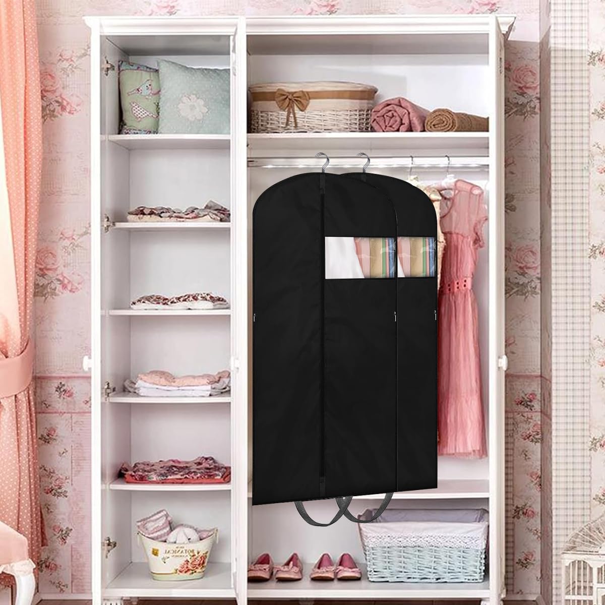 HASTHIP Wedding Dress Dustproof Cover 1.8m Long Protective Cover Portable Garment Bag Dustproof Cover for Dress, Wedding Dress, Evening Dress Wardrobe Hanging Dustproof Cover