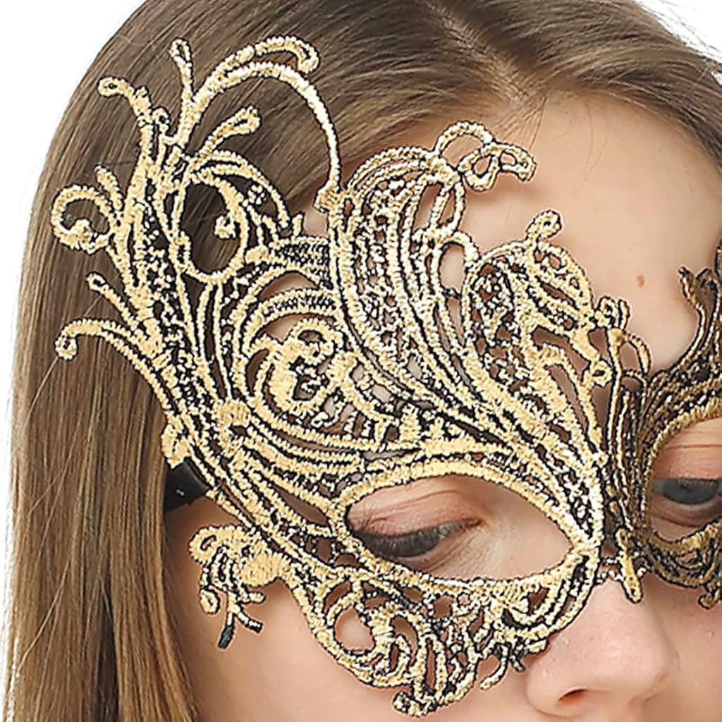 PATPAT Couple Masquerade Masks Set of 2Pcs Luxury Hollow Out Lace Tie Back Eye Mask & Men Venetian Masquerade Mask Black Golden Masquerade Masks Set Dance Ball Masquerade Masks for Men Women