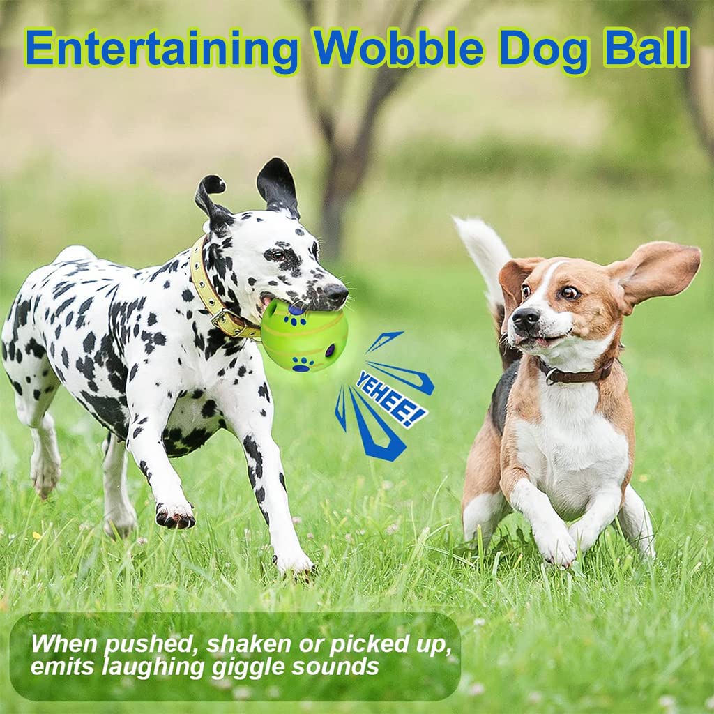 Qpets Dog Toy Balls, 5.5 Inch Dog Chasing Chew Ball Interactive Pet Toy Ball Fun Bouncing Giggle Ball, PVC Dog Molar Chew Ball Funny Pet Ball Chewing Toy Ball Toy for Medium Large Dogs