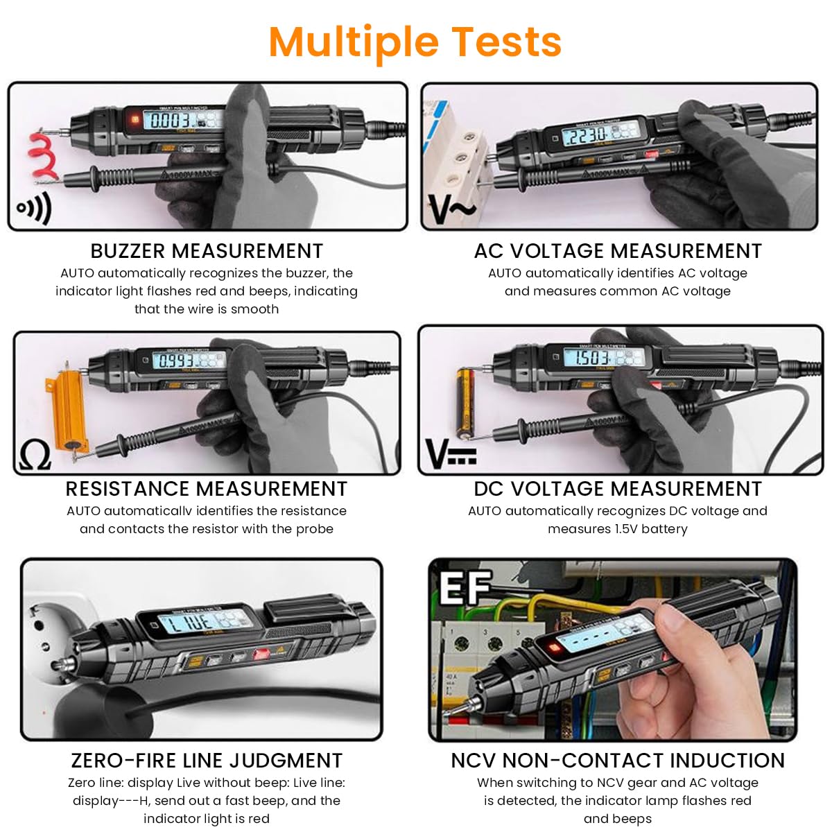 Serplex Digital Multimeter Non Contact Voltage Tester Multi Meter Digital 4000 Count AC/DC Voltage Tester, Current Meter, Non-Contact Voltmeter Sensor, Live Wire Detection, Resistance